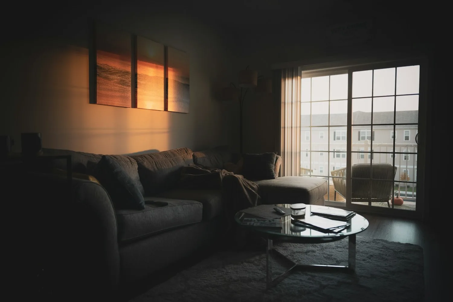 A Roen smart home living room responding to a scene