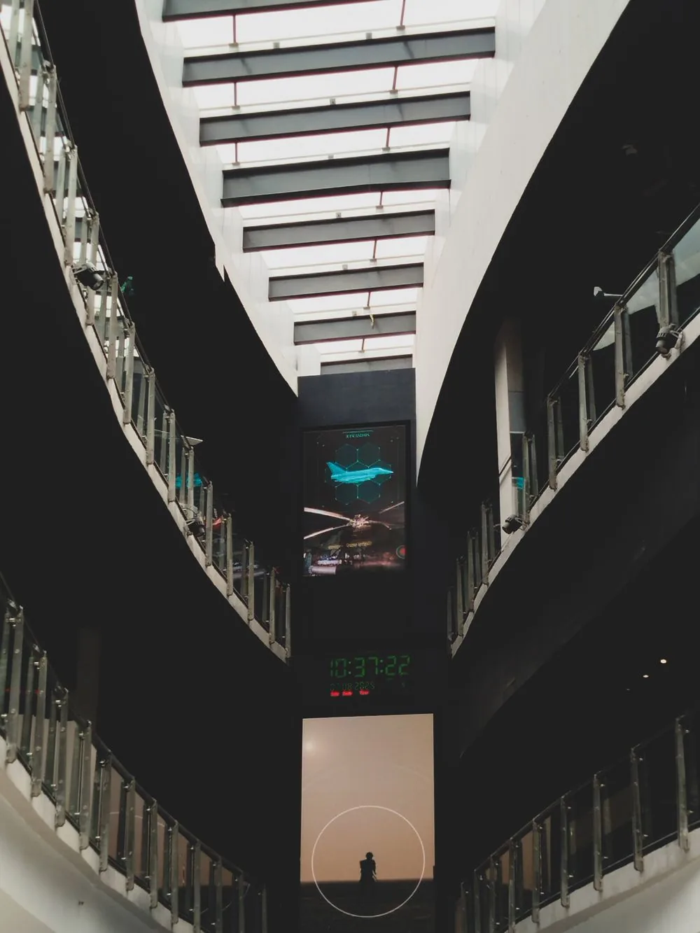 Tall direct-view LED wall installed in a commercial atrium